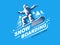 Snowboarding emblem Illustration on blue background