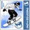 Snowboarding emblem Illustration man on dark background