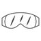 Snowboarding Glasses thin line icon, World snowboard day concept, sun ski glasses sign on white background, Protective