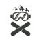Snowboarding goggles extreme logo design. Vector illutration.
