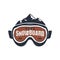 Snowboarding goggles extreme logo and label template. Winter snowboard sport store badge. Emblem and icon. Mountain