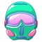 Snowboarding goggles mask icon, cartoon style