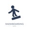 snowboarding icon. Trendy flat vector snowboarding icon on white
