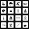 Snowboarding icons set, simple style