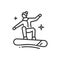 Snowboarding - line design single isolated icon
