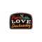 Snowboarding retro logo with quote - Peace Love Snowboarding. Mountain Explorer Badge. Camping adventure emblem