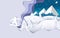 Snowboarding, vector paper art style poster banner template