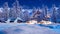 Snowbound alpine mountain house at winter night