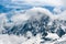 Snowbound mountain peaks in Alps.