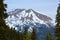 Snowcapped Colorado Rocky Mountains Great Divide peak framed in trees