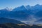 Snowcapped Eiger, Moench and Jungfrau mountains with blue sky