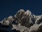 Snowcapped ice glacier summit peak panorama on Cordillera Huayhuash Circuit andes alpine mountain Ancash Huanuco Peru