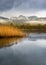 Snowcapped Langdale Pikes From Elterwater in the Lake District.