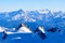 Snowcapped Mont Grivola and Gran Paradiso in Europe, France, Rhone Alpes, Savoie, Alps, in winter on a sunny day