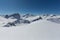 Snowcapped Valbellahorn and Sandhubel mountains in Schanfigg