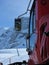 Snowcat on the mountain frosty winter day. Vehicle for preparing and clearing the slope on the winter resorts.