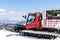 snowcat ratrack with snowplow,grooming machine,remover truck preparing ski slope, winter resort