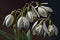 Snowdrops white flowers close-up. AI Generated