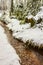 Snowed in fir trees steam landscape Brocken mountain Harz Germany