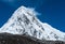 Snowed Pumori summit in Himalaya