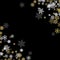 Snowfall background with golden snowflakes blurred in the dark