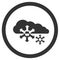 Snowfall. Mainly cloudy. Weather icon. From a set of weather icons in black. Minimalistic style.