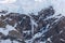 Snowfall in mountains in Antarctica