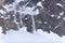 Snowfall in mountains in Antarctica