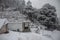 snowfall at small village in himalaya
