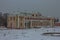 Snowfall in Tallinn. View of the beautiful baroque Kadriorg Palace in the winter season. Estonia