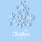 Snowfall. White Snowflakes on blue background. Christmas greeting card
