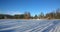 Snowfall. Winter landscape in the river.