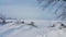 Snowfield. Winter landscape. Winter background. Field covered with snow and perspective. In the winter captivity.