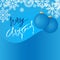 Snowflake background and blue Christmas ball. Handdrawn grunge lettering. EPS10