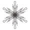 snowflake black outline isolated on white background, vector graphics to illustrate Christmas and New Year, design element, decor