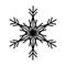 snowflake black outline isolated on white background, vector graphics to illustrate Christmas and New Year, design element, decor
