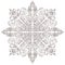 Snowflake Christmas illusration. Adult coloring page or temporary tattoo. Creative New Year snowflake print