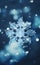 A snowflake is covered by snow, in the style of ethereal symbolism, dark white and dark aquamarine