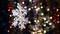 Snowflake decorations, bokeh background, out of focus lights