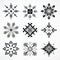 Snowflake Design Vector Set: Black And White Symmetrical Art