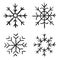 Snowflake doodle graphic hand-drawn. Collection of snowflakes for christmas winter design. snowflakes doodle icon