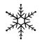 Snowflake in doodle style for winter design. Hand drawn snowflake isolated on whit background. Snowflake icon. Drawing snow