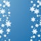 Snowflake falling at edges of illustration. Paper abstract snowflakes. Vector