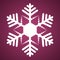 Snowflake. Festive ornament. Vector illustration. Isolated pink background. Flat style. A fragile crystal of intricate shape.