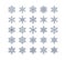 Snowflake flat icons set. Collection of cute geometric snowflakes, stylized snowfall. Design element for christmas or