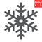 Snowflake glyph icon, merry christmas and frost, snow sign vector graphics, editable stroke solid icon, eps 10.