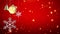 Snowflake and golden jingle bell with bauble Hang on Red Background