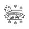 Snowflake house ribbon icon. Simple line, outline vector elements of winter sale icons for ui and ux, website or mobile