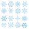 Snowflake icon set. Colored Winter doodles decor