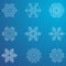 Snowflake icon. Winter theme. Winter snowflakes of different shapes.